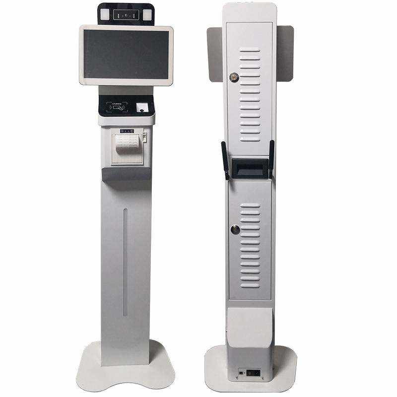 Floor-Standing 13.3-inch Face Recognition Temperature Measurement All-in-One Visitor Kiosk Registration Management System