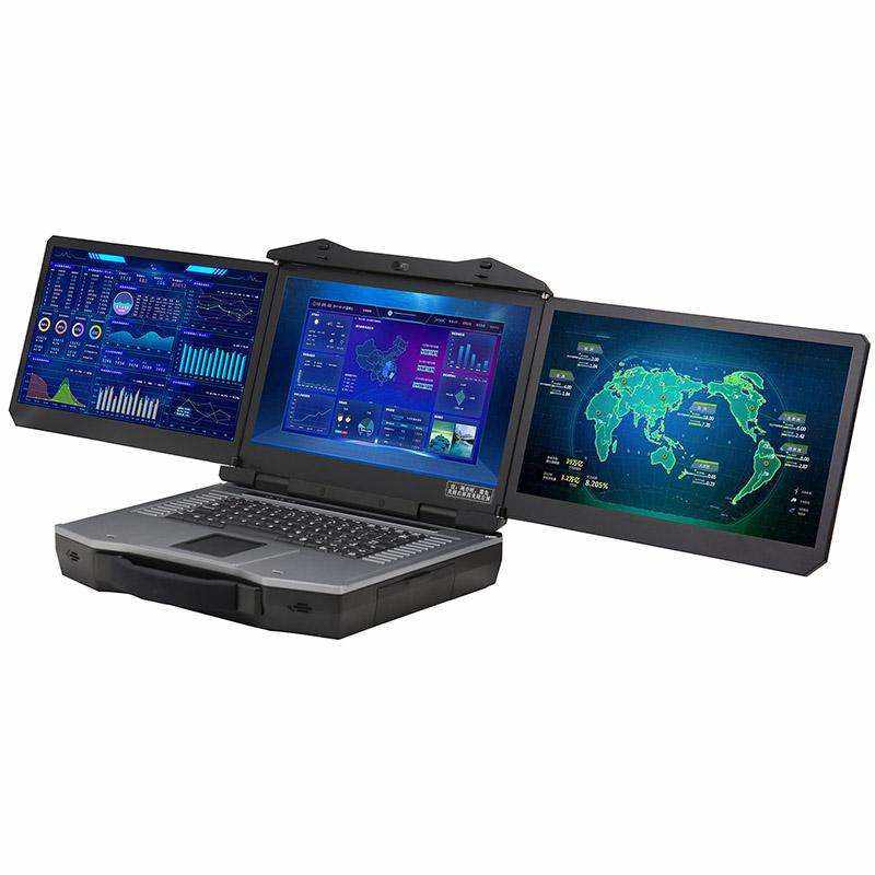 Transportation Military Industry Broadcasting Education Emergency Industrial Rugged Computer Portable 13.3-inch Triple-Screen Laptop